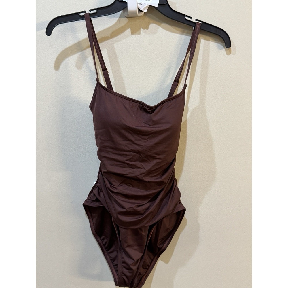 La Blanca Ruched One-Piece Swimsuit Java Size 6 - Picture 3 of 10